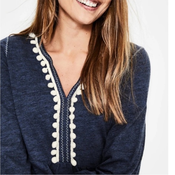 Boden Carina Pom Pom Dress Heathered Navy Size 2 - Picture 3 of 15